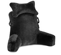 Reading Pillow-Extra Large 31" Bed Rest Pillow with Detachable Neck Roll & Arms for Sitting in Bed or Couch-Backrest Reading Pillow Adult Back Pillows for Reading,Watching TV,Gaming,Relaxing-Black