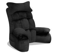Reading Pillow for Bed Adult Extra Large,Back Support Cushion with Arms, Bed Pillow for Sitting Up, Reading Pillow, Reading Cushion for TV, Gaming, Relaxing, Rest and Comfort（Black，60 * 26cm）