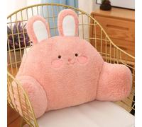 Reading Pillow for Bed - Back Support Pillow with Removable Cover, Lumbar Cushion for Sofa/Home Office/Car Chair, Gaming Back Cushion, Cute Animal Reading Bed Rest & Cuddle Cushions (Pink Rabbit)