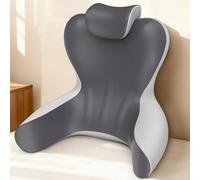 Reading Pillow for Sitting in Bed, 22”H Bed Rest Pillows with Arms, Back Pillows for Sitting Up, Ergonomic Lumbar Support Cushion for Reclining, Gaming, Work, Resting, Watching TV, (Grey&Darkgrey)