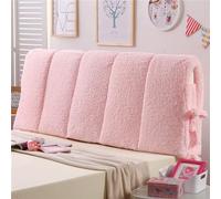 Reading Pillow Headboard Cover Protector - Thick Anti-Collision Bed Backrest Cushion, Dust-Proof, Fits Solid Wood Hard Beds,Pink,180 * 60cm