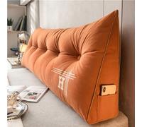 Reading Pillow Triangular Headboard for Bay Window Sofa Soft Headrest Back Support Removable Wedge Bolster Cushion (150x20x50cm Orange)