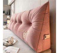 Reading Pillow Triangular Headboard for Bay Window Sofa Soft Headrest Back Support Removable Wedge Bolster Cushion (200x20x50cm Pink)