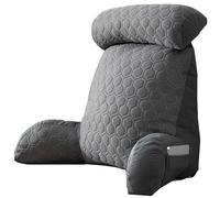 Reading Pillow With Arms For Bed Adult,Detachable Reading Cushion With Neck Support,Bed Rest Pillow Large Backrest Lounge Cushion For Reading Relaxing Watching TV Games ( Color : Grey , Size : 75x58cm