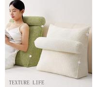 Reading Pillows For Bed Sofa,Extra Large 3 In 1 ，Side Pocket Design With Neck Arm Back Support, Lap Pillow , Adult Back Reading Cushion With Detachable Neck Roll Washable Cover For Relaxing Watching(W