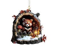 Reading Raccoon Ornaments, Cute Raccoon Christmas Ornament, Forest Animals Raccoons Christmas Tree Decorations Ornaments, 2D Flat Acrylic Raccoons Reading Book Figurines Hanging Pendants