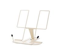 Reading Rack Adjustable Desk Book Stand Cookbook Holder Portable Bookrest Non-Slip Page Clips for Thick Textbook Recipe(Lvory White)