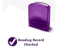 Reading Record Checked Pre Inked School Teachers Marking Stamper Stamp 33mm x 9mm Primary Teaching Services (Purple)