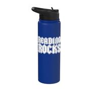 Reading Rocks Funny Book Lover Reading Rocks Stainless Steel Insulated Water Bottle