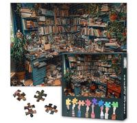 Reading Room 1000 Piece Puzzle for Adults Study Room Jigsaw Puzzles 1000 Pieces Handmade Artworks Home Wall Decoration Challenging & Vivid Detail Ideal for Puzzle Enthusiasts Size: 70x50cm