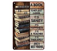 Reading Sign Decor Book Is Friend A Not Just It Sanity Happiness Metal Signs For Man Cave Tin Chic Art Wall Decorations Funny Living Room Office 6x8 Inch