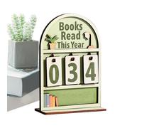 Reading Signal Wooden Bookcase Decoration - Vintage Reading Tracker & Book Marker Display Rustic Table & Decoration for Living Room, Office, Study, Gift for Book Lovers