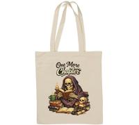 Reading Skeleton Surrounded By Ancient Books Natural Cotton Tote Bag White