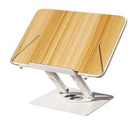 Reading Stand, Adjustable Floor Stand Book Holder for Reading 360° Rotating Multi Height and Angle Cookbook Stand with Page Paper Clips Foldable for Laptop and Textbook S,Natural