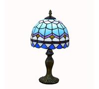 Reading Table Beside Lamp Blue Plaid Shade Bedside Decor Lamp with Aluminum Alloy Base for Living Room Study,E27,(20cm36cm)
