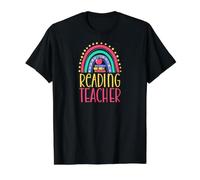 Reading Teacher Bohemian Rainbow Wholesome Aesthetic Value Graphic T-Shirt, Men, Black, XL