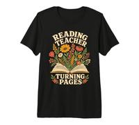 Reading Teacher Turning Pages Books Floral Premium T-Shirt