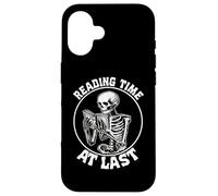 Reading Time At Last Book Lover Bookworm Skeleton Funny Book Case for iPhone 16