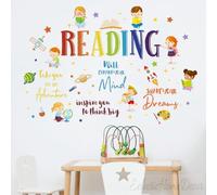 Reading Wall Stickers - Educational Kids Wall Decals, Colorful Inspirational Quotes for Classroom, Reading Room, or Playroom, Removable Vinyl Wall Art