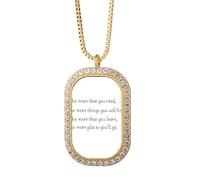 reading will b you knowledge Necklace Pendant Diamond Crystal Golden Jewelry