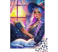 Reading Witch Portrait 1000 Pieces Jigsaw Puzzles For Adults Educational Games Stress Relieving Entertainment Cultivate The Spirit of Teamwork for Men, Women, Elders, Seniors 300pcs (40x28cm)