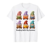 Reading with My Gnomies Book Lover Bookworm Library T-Shirt