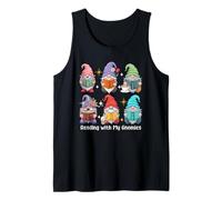 Reading With My Gnomies Group Gnomes Bookworm Librarian Tank Top
