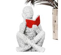 Reading Women Resin Ornament - 20cm Creative Reading Lady Sculpture, Desktop Bookshelf Decor | Home Wine Cabinet Art Figurine, Elegant Feminine Statue For Living Room Aesthetic Display Craftwork