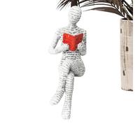 Reading Women Thinker Statue Modern Art Sculpture Resin Bookshelf Decor