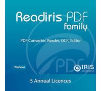Readiris PDF Family - Yearly - 5 Licenses - Professional PDF Software Editor - Edit, Protect, Annotate, Convert, & Sign PDFs - Windows / 5 User / Subscription