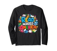 Reads Across Tee America Reading Teacher Books Reader Kids Long Sleeve T-Shirt