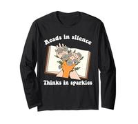 Reads In Silence Thinks In Sparkles Book Lover Bookworm Long Sleeve T-Shirt