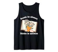 Reads In Silence Thinks In Sparkles Book Lover Bookworm Tank Top