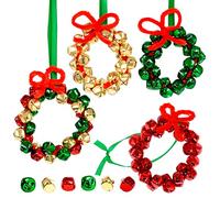 READY 2 LEARN Christmas Crafts - Create Your Own Jingle Bell Wreath Ornaments - Set of 4 - DIY Ornaments for Kids - Christmas Tree Decoration - All Materials Included