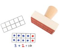 READY 2 LEARN Ten Frame Stamp - Wooden Stamp for Early Math Activities and DIY - Use for Flashcards, Worksheets, Homework and Scrapbooks