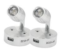 READY 2Pcs 12V LED Reading lights 3W LED Dimmable Anywhere Touch Bedside Wall Warm Lamp with USB Port Fast Charging for Caravan Van, Camper Motorhome Boat Yacht Universal