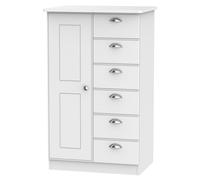 Ready Assembled 2 U Albert 1 Door 5 Drawer Childrens Wardrobe (Ready Assembled) in White Ready Assembled 2 U White