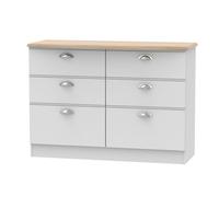 Ready Assembled 2 U Albert 6 Drawer Wide Chest (Ready Assembled) in Grey Ready Assembled 2 U Grey
