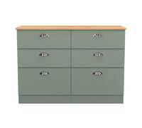 Ready Assembled 2 U Albert 6 Drawer Wide Chest (Ready Assembled) in Pale Green Ready Assembled 2 U Pale Green