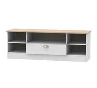 Ready Assembled 2 U Albert Wide 1 Drawer TV & Media Unit (Ready Assembled) in Grey Ready Assembled 2 U Grey