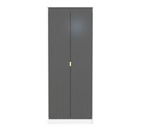 Welcome Furniture Ready Assembled Linear 2 Door Wardrobe In Deep Black & White, Black
