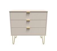 Crowndale Linear 3 Drawer Kashmir Matt Wide Chest of Drawers Ready Assembled - Cream - Wilko