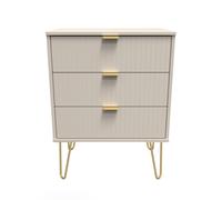 Welcome Furniture Ready Assembled Linear 3 Drawer Chest In Kashmir Matt, Cream