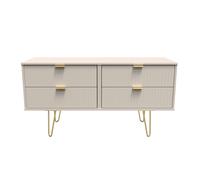 Welcome Furniture Ready Assembled Linear 4 Drawer Bed Box In Kashmir Matt, Cream
