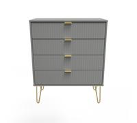 Ready Assembled 2 U Bexley 4 Drawer Chest (Ready Assembled) in Dark Grey | Size: Medium Ready Assembled 2 U Dark Grey Medium