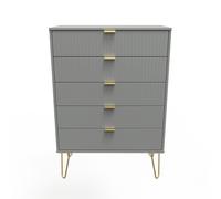 Ready Assembled 2 U Bexley 5 Drawer Chest (Ready Assembled) in Dark Grey | Size: Large Ready Assembled 2 U Dark Grey Large