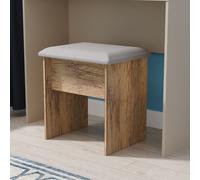 Linear Ready Assembled Brown Oak Effect Padded Dressing Table Stool