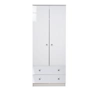 Ready Assembled 2 U Broadway 2 Door 2 Drawer Wardrobe with Sensor light(Ready Assembled) in White Ready Assembled 2 U White