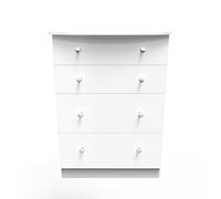 Ready Assembled 2 U Broadway 4 Drawer Deep Chest with LED lights (Ready Assembled) in White Ready Assembled 2 U White