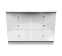 Ready Assembled 2 U Broadway 6 Drawer Wide Chest with LED lights (Ready Assembled) in White Ready Assembled 2 U White